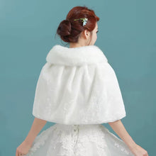 Load image into Gallery viewer, Winter Wedding Cape, Fur Bridal Shrug
