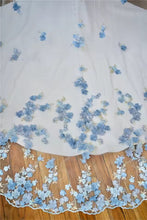 Load image into Gallery viewer, Beautiful cathedral wedding veil 3D Blue embroidered flowers

