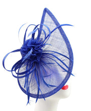 Load image into Gallery viewer, Sinamay Tear Drop Fascinator with Flower and Feathers
