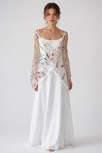 Load image into Gallery viewer, Embroidered Floral Shawl Scarf Wrap Head Covering Mantilla Veil Wedding Veil Alternative,
