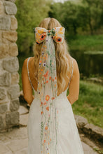 Load image into Gallery viewer, Meadow Flower Embroidered Bridal Hair Bow
