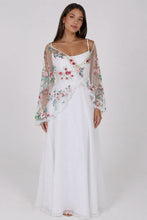 Load image into Gallery viewer, Embroidered Floral Shawl Scarf Wrap Head Covering Mantilla Veil Wedding Veil Alternative
