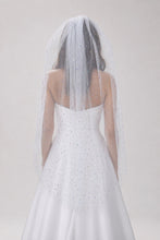 Load image into Gallery viewer, White Wedding Veil with Multicoloured Hearts and attached comb
