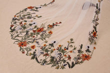 Load image into Gallery viewer, Autumnal embroidered Veil - Cathedral Length Floral Lace Edge Bridal Veil
