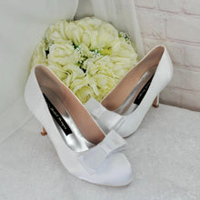 Load image into Gallery viewer, White Satin Bridal Shoes - UK5 - Ready to Dispatch
