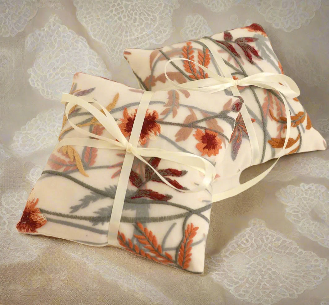 Autumn foliage ring pillow, Ring bearer pillow