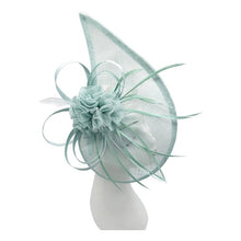 Load image into Gallery viewer, Sinamay Tear Drop Fascinator with Flower and Feathers
