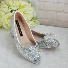 Load image into Gallery viewer, Cinderella Crystal Flat Wedding Shoes – Custom Colours
