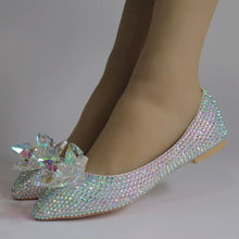 Load image into Gallery viewer, Cinderella Crystal Flat Wedding Shoes – Custom Colours
