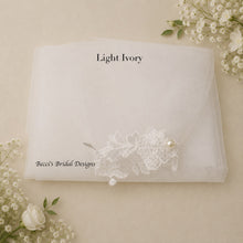 Load image into Gallery viewer, Bicep Wedding Cape with Lace, Detachable Dress Sleeves, Bridal Wings, Veil, Bride Cape
