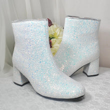 Load image into Gallery viewer, Glitter Bridal Boots – Sparkling Block Heel Wedding Ankle Boots

