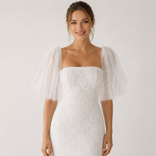 Load image into Gallery viewer, Removable sleeves, glitter detachable sleeves, white black light ivory bridal sleeves
