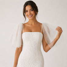 Load image into Gallery viewer, Removable sleeves, glitter detachable sleeves, white black light ivory bridal sleeves
