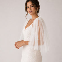 Load image into Gallery viewer, Removable sleeves, glitter detachable sleeves, white black light ivory bridal sleeves
