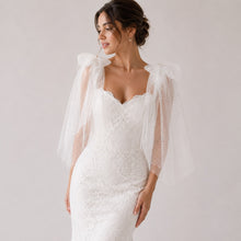 Load image into Gallery viewer, Sparkle Tulle Bridal Bow Dress Sleeves | Ivory White Champagne
