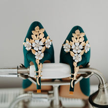 Load image into Gallery viewer, Green Velvet Wedding Shoes with 'Cherry Blossom' UK9.5 / US12

