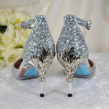 Load image into Gallery viewer, Silver Glitter Bridal Sandals - UK4 - Ready to Ship
