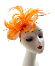 Load image into Gallery viewer, Loop Bow Fascinator with Feathers
