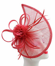Load image into Gallery viewer, Sinamay Tear Drop Fascinator with Flower and Feathers
