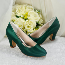 Load image into Gallery viewer, Dena Satin Bridal Shoes – Block Heel Wedding Court Shoes in 20+ Colours
