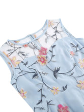 Load image into Gallery viewer, Light Blue Floral Embroidered Occasion Dress – Medium – Sale

