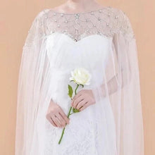 Load image into Gallery viewer, White Crystal Bridal Cape – 300 cm Tulle Poncho – Sale
