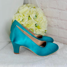 Load image into Gallery viewer, Dena Satin Bridal Shoes – Block Heel Wedding Court Shoes in 20+ Colours
