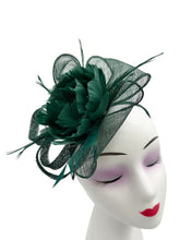 Load image into Gallery viewer, Peony Feather Flower Fascinator
