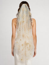 Load image into Gallery viewer, Luxury Celestial Wedding Cape or Veil - Gold Glitter and Pearl Veil or Cape
