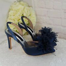 Load image into Gallery viewer, Navy Blue Slingback Bridal Shoes - UK4 - Ready to Dispatch
