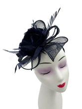 Load image into Gallery viewer, Peony Feather Flower Fascinator
