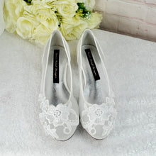 Load image into Gallery viewer, Ivory Flat Bridal Shoes - UK4 - Ready to Dispatch
