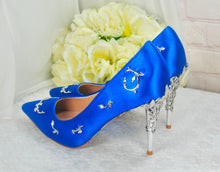 Load image into Gallery viewer, Cobalt Blue Filigree Bridal Shoes - UK4 - Ready to Dispatch
