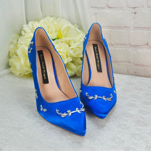Load image into Gallery viewer, Cobalt Blue Filigree Bridal Shoes - UK4 - Ready to Dispatch
