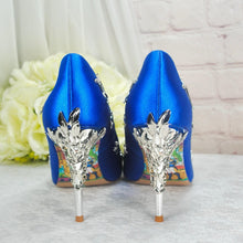 Load image into Gallery viewer, Cobalt Blue Filigree Bridal Shoes - UK4 - Ready to Dispatch
