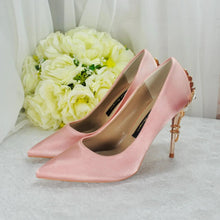 Load image into Gallery viewer, Blush Pink Satin Bridal Shoes - UK4 - Ready to Dispatch
