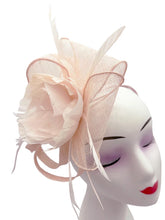 Load image into Gallery viewer, Peony Feather Flower Fascinator
