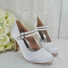 Load image into Gallery viewer, White Satin Mary Jane Bridal Shoes - UK4 - Ready to Dispatch
