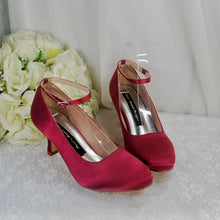 Load image into Gallery viewer, Burgundy Round Toe Shoes with Ankle Strap - UK4 - Ready to Dispatch
