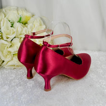 Load image into Gallery viewer, Burgundy Round Toe Shoes with Ankle Strap - UK4 - Ready to Dispatch
