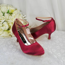 Load image into Gallery viewer, Burgundy Round Toe Shoes with Ankle Strap - UK4 - Ready to Dispatch
