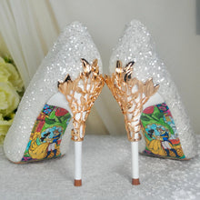 Load image into Gallery viewer, White Glitter Bridal Shoes - UK4 - Ready to Dispatch
