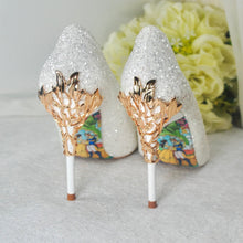 Load image into Gallery viewer, White Glitter Bridal Shoes - UK4 - Ready to Dispatch
