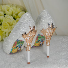Load image into Gallery viewer, White Glitter Bridal Shoes - UK4 - Ready to Dispatch
