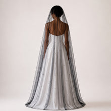 Load image into Gallery viewer, Black Wedding Pearl Veil,Soft Bridal Tulle Veil with Comb,Floor Length Veil,Chapel Bridal Fingertip Veil,Cathedral Veil, 75-300cm
