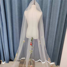 Load image into Gallery viewer, Floral Embroidered Edge Bridal Veil,
