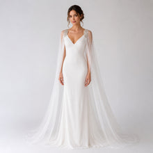 Load image into Gallery viewer, Wedding Cape with Crystal Appliqués
