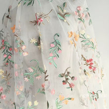 Load image into Gallery viewer, Colourful Wildflower Embroidered Bridal Veil – 100cm Fingertip Length with Silver Comb
