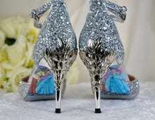 Load image into Gallery viewer, Silver Glitter Bridal Sandals - UK4 - Ready to Ship
