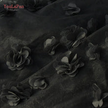 Load image into Gallery viewer, Black 3D Floral Cathedral Wedding Veil – 300cm Gothic Bridal Veil with Comb
